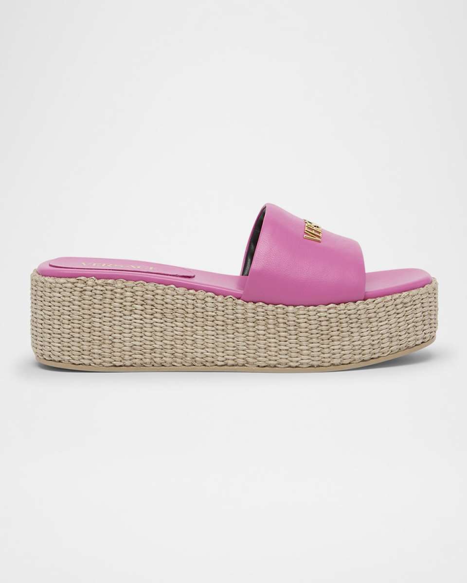 Tag Platform Lambskin Leather Mules